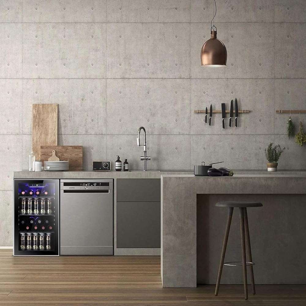 Antarctic Star 26 Bottle 130 Can Wine Cooler/Cabinet Beverage Refrigerator Mini Wine Cellar Beer Soda Clear Glass Door Bar Fridge Quiet Compressor Adjust Temp Freestanding Indoor Use 3.2cu.ft Black - Image 2