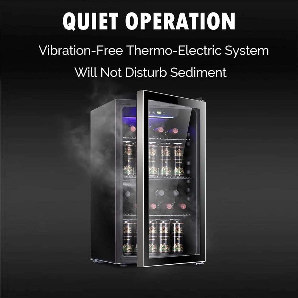 Antarctic Star 26 Bottle 130 Can Wine Cooler/Cabinet Beverage Refrigerator Mini Wine Cellar Beer Soda Clear Glass Door Bar Fridge Quiet Compressor Adjust Temp Freestanding Indoor Use 3.2cu.ft Black - Image 3