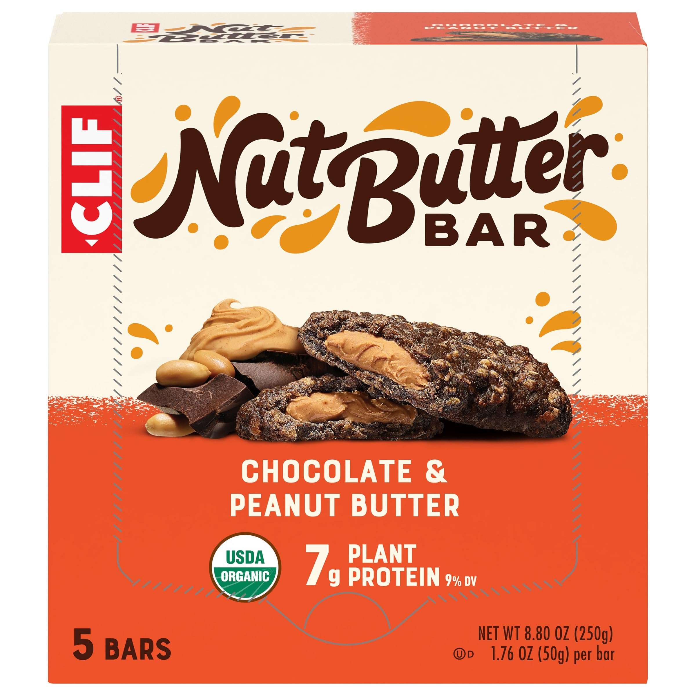 CLIF Nut Butter Bar - Chocolate Peanut Butter - Filled Energy Bars - Non-GMO - USDA Organic - Plant-Based - Low Glycemic - 1.76 oz. (5 Pack) - Image 1