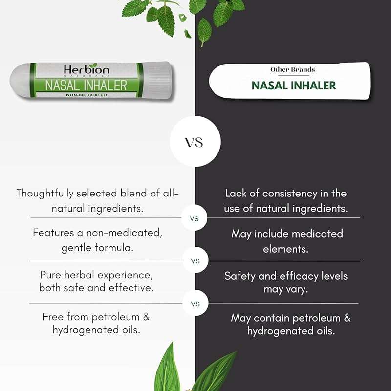 HERBION Naturals Nasal Inhaler Non-Medicated, Relieves Nasal Congestion & Blockage, Sinusitis Conditions, Menthol, Clove Oil, Eucalyptus Oil & Camphor, 0.05 Fl Oz (1.5ml) - Image 5