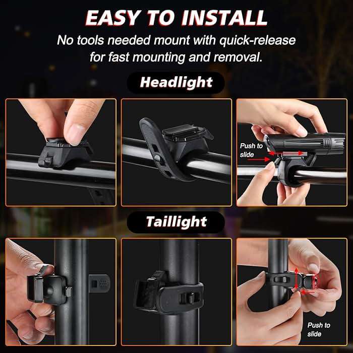 Ascher Ultra Bright USB Rechargeable Bike Light Set, Powerful Bicycle Front Headlight and Back Taillight, 4 Light Modes, Easy to Install for Men Women Kids Road Mountain Cycling Black - Image 9