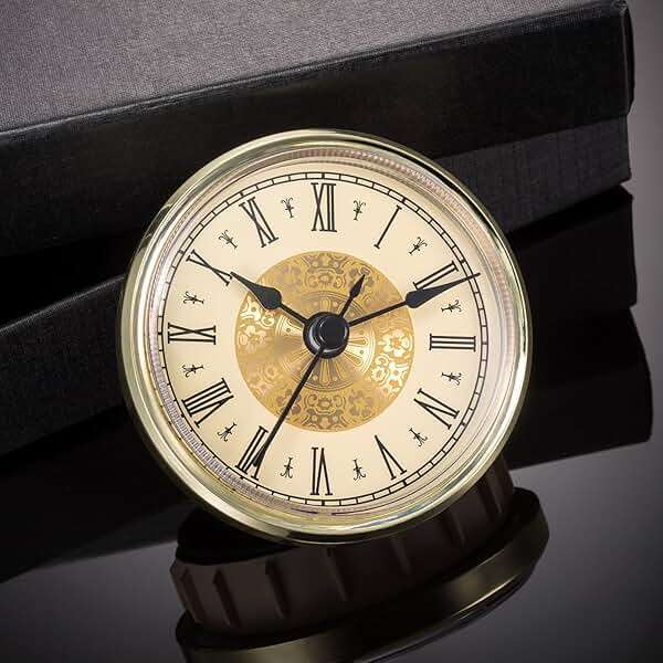 Hicarer 2. 8 Inch/ 70 mm Mini Quartz Clock Insert Round Clocks Head Insert Roman Number Replacement Movement White Face (Gold Trim) - Image 4