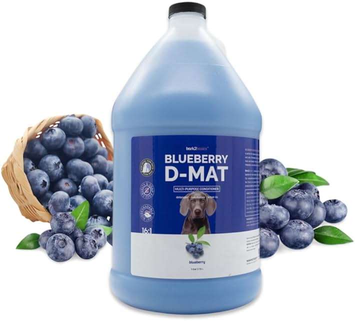 Bark2Basics Blueberry D-Mat Dog Conditioner, 1 Gallon | All Natural Ingredients, Multi-Purpose, Static Eliminating, Loosens Tough Mats and Tangles, Aids in Deshedding - Image 1
