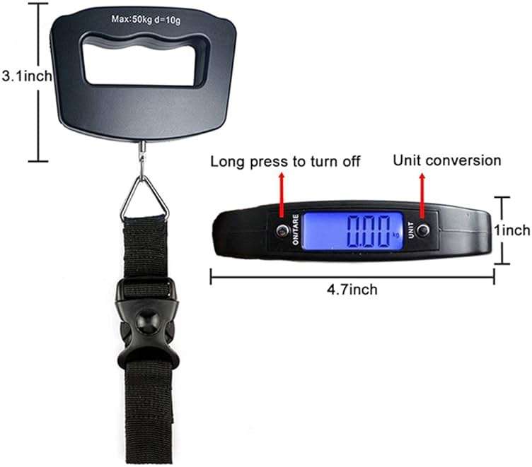 YAGSUW Handheld Digital Luggage Scale with Grip for Travel Portable Electronic Weighing Suitcase and Bag 110Lb/50kg Black - Image 6