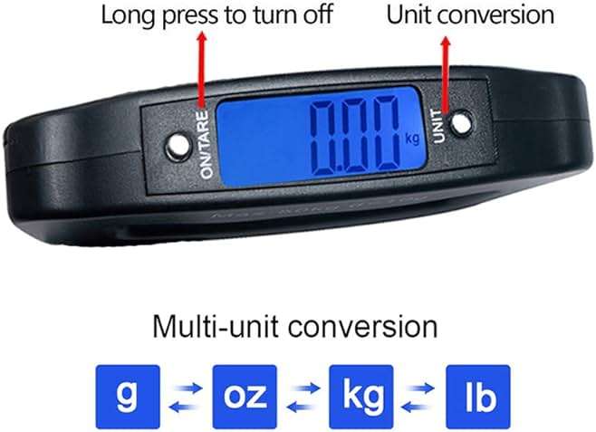 YAGSUW Handheld Digital Luggage Scale with Grip for Travel Portable Electronic Weighing Suitcase and Bag 110Lb/50kg Black - Image 9