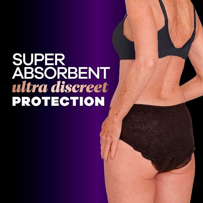 Always Discreet Boutique Black, Reimagined Adult Diapers for Women, Maximum Absorbency Incontinence and Postpartum Underwear Size XL/XXL, Fits and Feels Like Real Underwear, 16 Count - Image 7