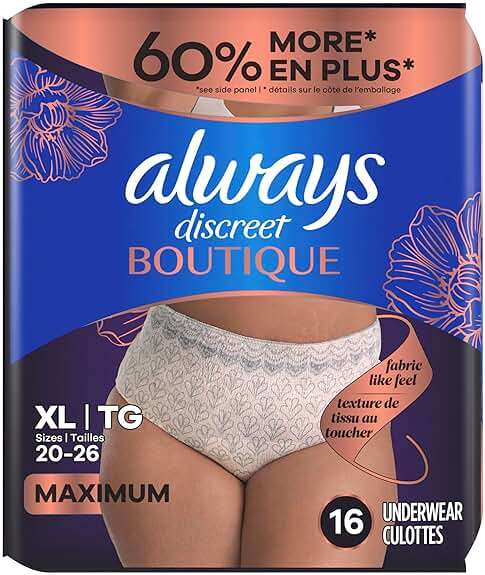 Always Discreet Boutique Black, Reimagined Adult Diapers for Women, Maximum Absorbency Incontinence and Postpartum Underwear Size XL/XXL, Fits and Feels Like Real Underwear, 16 Count - Image 10