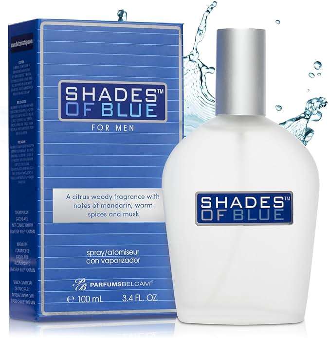PB ParfumsBelcam Shades of Blue Eau de Toilette Spray for Men – Fresh Citrus Woody Cologne with Mandarin, Warm Spices & Musk – Mediterranean-Style Men’s Fragrance, Affordable Everyday Scent, 3.4 Fl Oz - Image 1