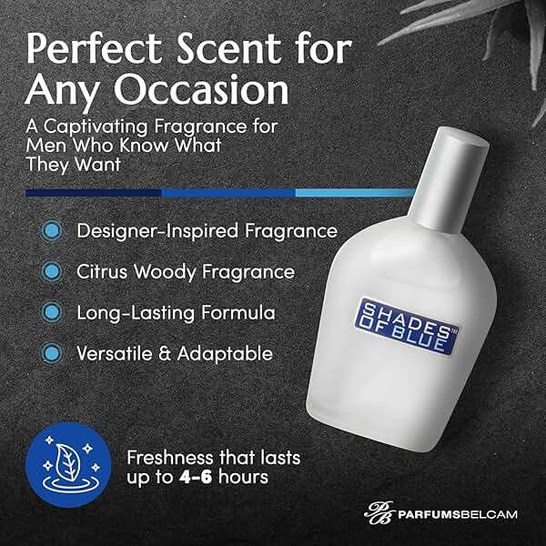 PB ParfumsBelcam Shades of Blue Eau de Toilette Spray for Men – Fresh Citrus Woody Cologne with Mandarin, Warm Spices & Musk – Mediterranean-Style Men’s Fragrance, Affordable Everyday Scent, 3.4 Fl Oz - Image 4