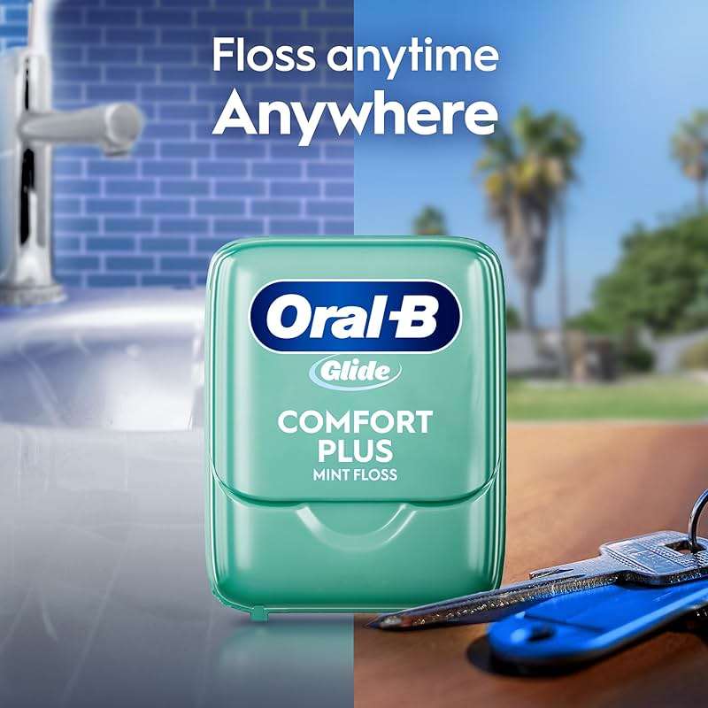 Oral-B Glide Dental Floss, Comfort Plus Mint, 3 Pack (131.2 YD Total) – Shred-Resistant Smooth Dental Tape for Tight Spaces, Natural Wax, Removes Plaque, Gum Care, Travel-Friendly - Image 8