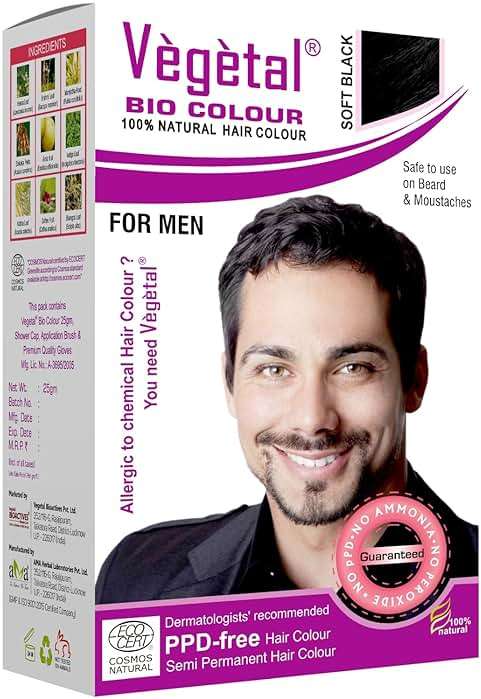 Vegetal Bio Colour - Experience Natural Black Beard Hair Color for Men | Ammonia-Free, PPD-Free, 100% Organic, and Herbal | Safe and Effective Beard Dye | Complete Kit Included | 25g - Image 1