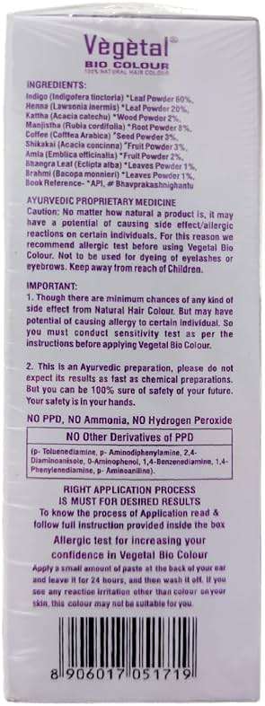 Vegetal Bio Colour - Experience Natural Black Beard Hair Color for Men | Ammonia-Free, PPD-Free, 100% Organic, and Herbal | Safe and Effective Beard Dye | Complete Kit Included | 25g - Image 2