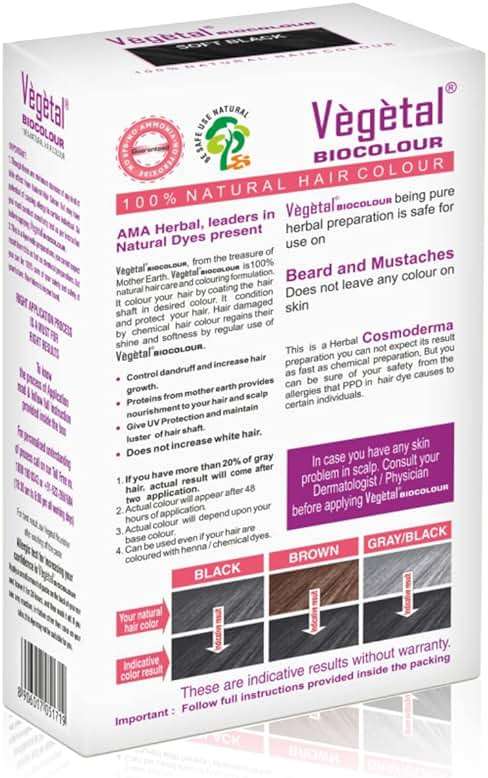 Vegetal Bio Colour - Experience Natural Black Beard Hair Color for Men | Ammonia-Free, PPD-Free, 100% Organic, and Herbal | Safe and Effective Beard Dye | Complete Kit Included | 25g - Image 3