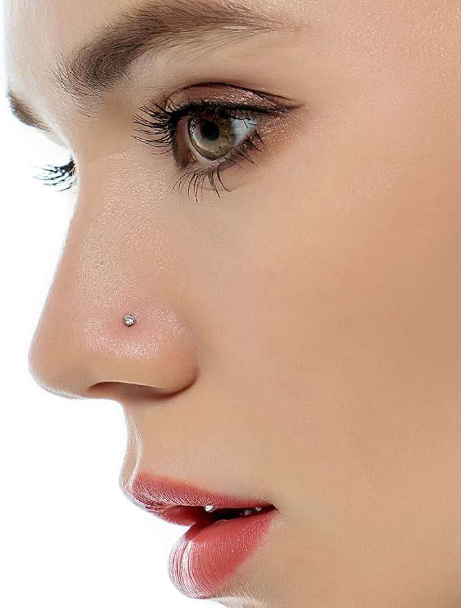 Tornito 20G 10Pcs Stainless Steel L Screw Bone Shaped Nose Studs Rings Square Round CZ Nose Ring Labret Nose Piercing Jewelry for Men Women Silver Tone 1.5mm-2mm-2.5mm-3mm-3.5mm CZ - Image 2