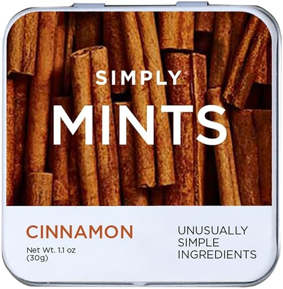 SIMPLY MINTS Natural Cinnamon Breath Mints, 6 Pack (180 Pieces), Made with Real Cinnamon Oil | Aspartame-Free, Sorbitol-Free, Xylitol-Free, Vegan, Kosher, Gluten Free, Non-GMO - Product Image