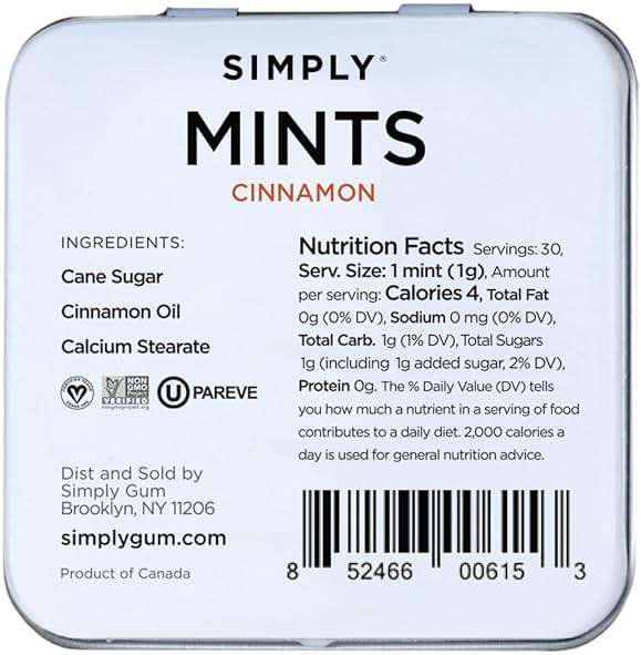 SIMPLY MINTS Natural Cinnamon Breath Mints, 6 Pack (180 Pieces), Made with Real Cinnamon Oil | Aspartame-Free, Sorbitol-Free, Xylitol-Free, Vegan, Kosher, Gluten Free, Non-GMO - Image 2