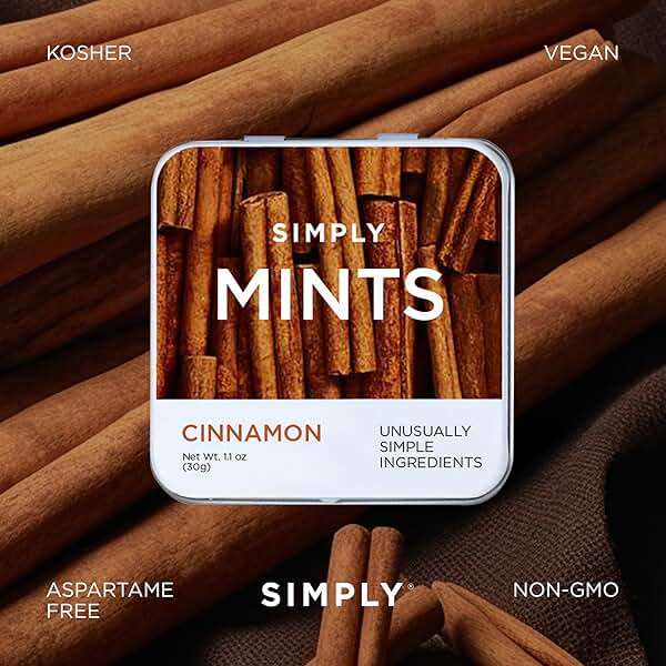 SIMPLY MINTS Natural Cinnamon Breath Mints, 6 Pack (180 Pieces), Made with Real Cinnamon Oil | Aspartame-Free, Sorbitol-Free, Xylitol-Free, Vegan, Kosher, Gluten Free, Non-GMO - Image 4