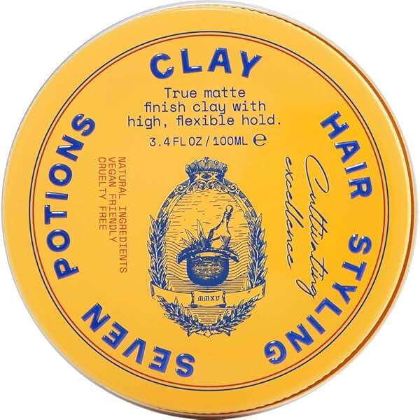 SEVEN POTIONS Hair Clay For Men and Women 3.4 fl oz - High Hold No Shine Hair Pomade For Men - Effortless Hair Styling Product That Leaves No Residue - Water Based - Natural, Vegan, Cruelty Free - Image 1