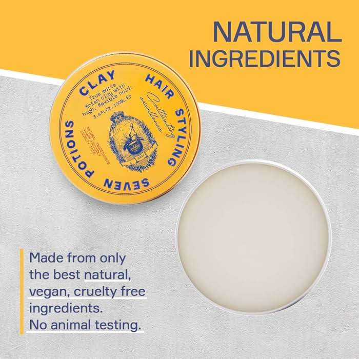 SEVEN POTIONS Hair Clay For Men and Women 3.4 fl oz - High Hold No Shine Hair Pomade For Men - Effortless Hair Styling Product That Leaves No Residue - Water Based - Natural, Vegan, Cruelty Free - Image 2