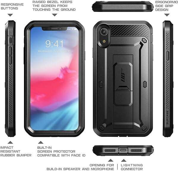 SUPCASE Unicorn Beetle Pro Series Case Designed, with Built-In Screen Protector Full-Body Rugged Holster Case for iPhone XR 6.1 Inch (2018 Release) (Black) - Image 5