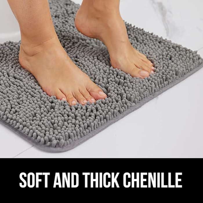 GORILLA GRIP Bath Rug Mat for Bathroom, Absorbent Chenille, 24x17 Gray | Soft Thick Quick Dry Microfiber Mats, Rubber Backing, Machine Washable Tub and Shower Floor Rugs, Home Decor Essentials - Image 3