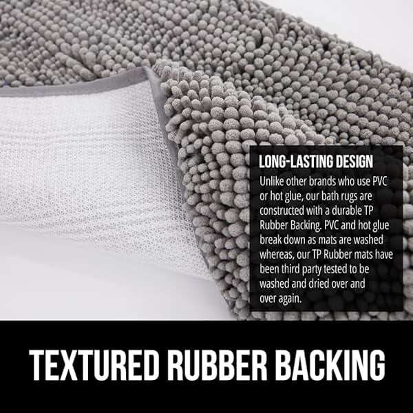 GORILLA GRIP Bath Rug Mat for Bathroom, Absorbent Chenille, 24x17 Gray | Soft Thick Quick Dry Microfiber Mats, Rubber Backing, Machine Washable Tub and Shower Floor Rugs, Home Decor Essentials - Image 5
