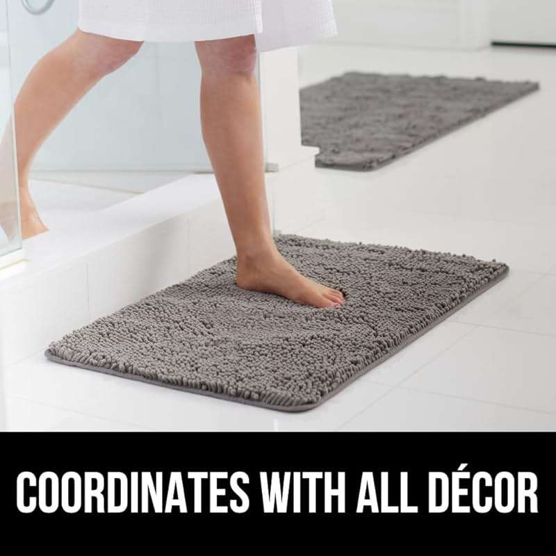 GORILLA GRIP Bath Rug Mat for Bathroom, Absorbent Chenille, 24x17 Gray | Soft Thick Quick Dry Microfiber Mats, Rubber Backing, Machine Washable Tub and Shower Floor Rugs, Home Decor Essentials - Image 9