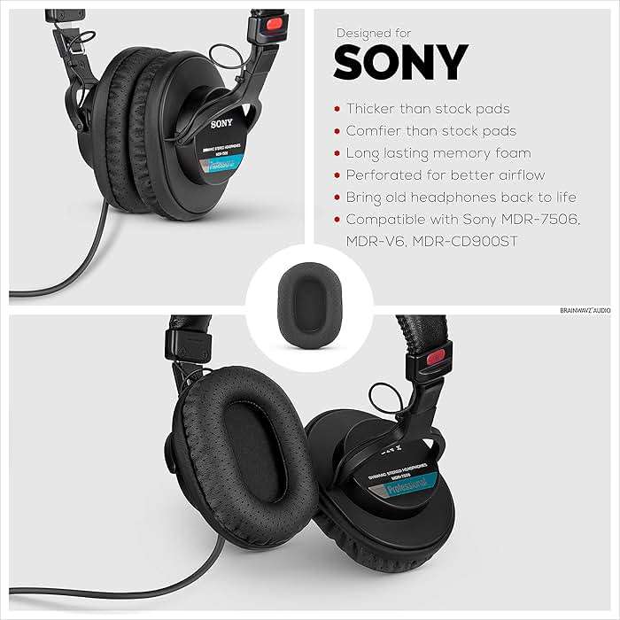 Brainwavz Perforated Replacement Earpads for Sony MDR 7506, V6 & CD900ST with Memory Foam Ear Pad & Suitable for Other On Ear Headphones (Black) - Image 3
