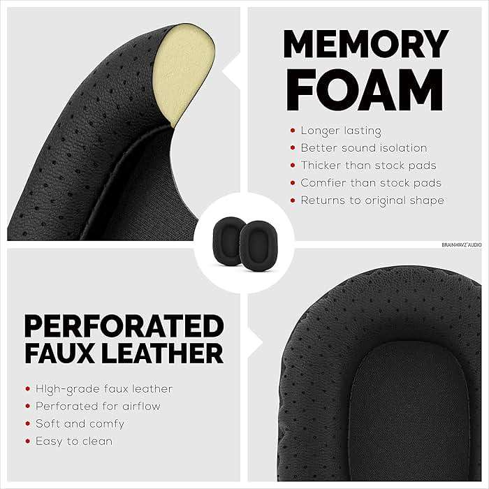 Brainwavz Perforated Replacement Earpads for Sony MDR 7506, V6 & CD900ST with Memory Foam Ear Pad & Suitable for Other On Ear Headphones (Black) - Image 5