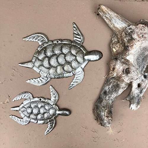 Sea Turtle Decor, Nautical Metal Sea Life Home Decor Indoor and Outdoor, Handmade in Haiti 7.5 In. and 10 In. - Image 2