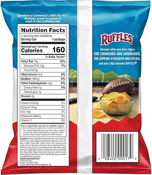 Ruffles Potato Chips, Cheddar Sour Cream, 1oz (40 Count) - Image 2