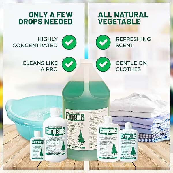 CONCENTRATED CAMPSUDS Sierra Dawn Biodegradable Camping Soap - All-Purpose Camp Dish Soap, Shampoo, Body Wash - Wilderness Wash for Backpacking & Travel, 8 Fl Oz, 3 Pack - Image 7