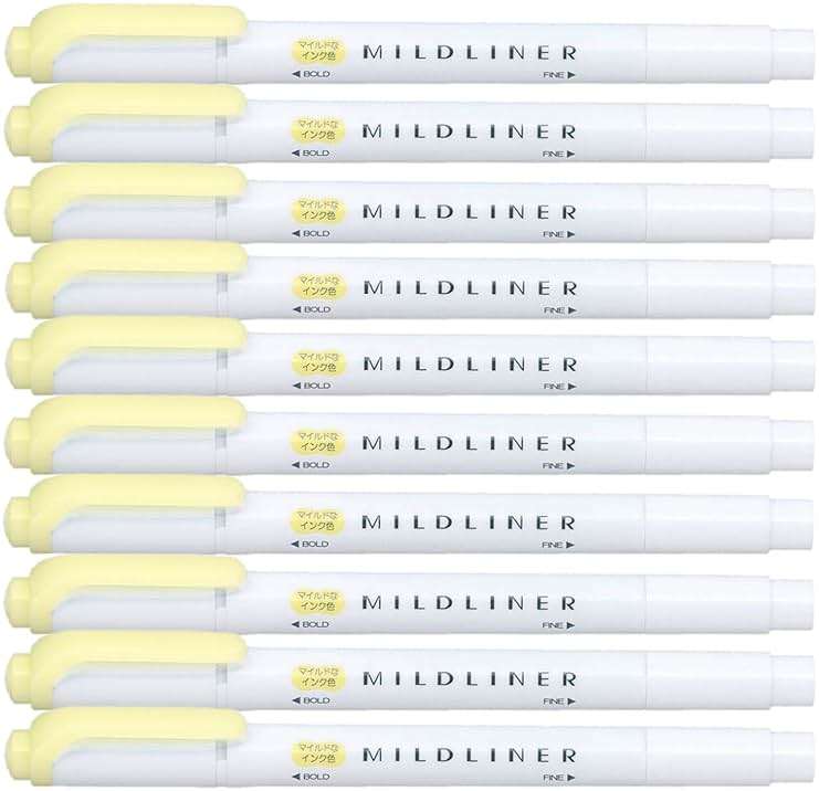 ZEBRA MILDLINER Highlighter pen markers, Mild Yellow (WKT7-MY) x10 - Image 1