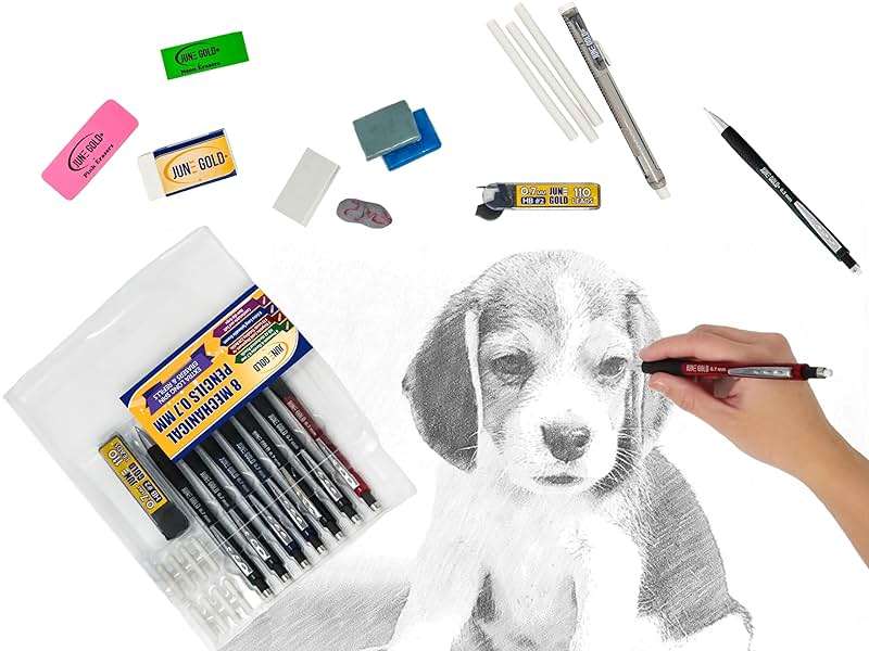 June Gold 8 Pack 0.7 mm HB #2 Mechanical Pencils, Extra Long Spin Eraser, 2 Lead Dispensers/w 220 Refills & 8 Refill Erasers, Break Resistant Lead, Soft Non-Slip Grip - Image 4