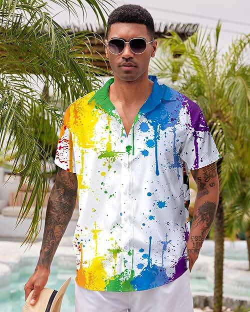 RAISEVERN Mens Hawaiian Shirt Casual Button Down Short Sleeve Tropical Beach Dress Shirt for Summer Holiday - Image 2