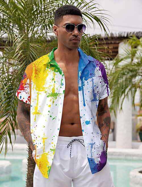 RAISEVERN Mens Hawaiian Shirt Casual Button Down Short Sleeve Tropical Beach Dress Shirt for Summer Holiday - Image 4