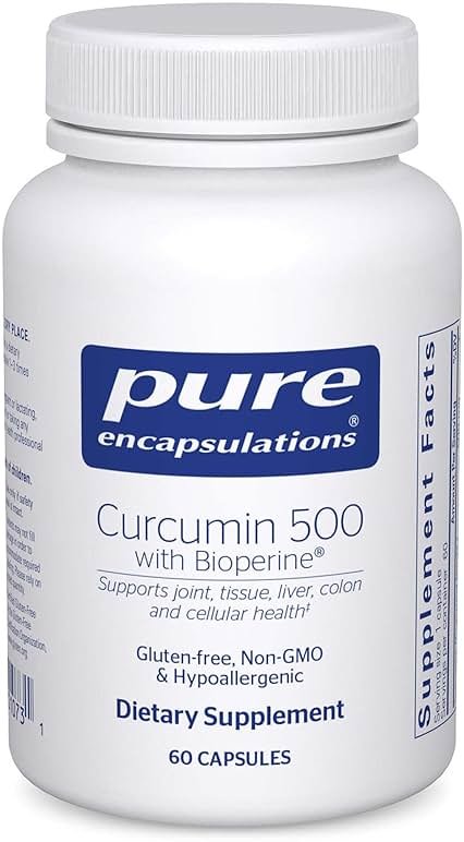 Pure Encapsulations Curcumin 500 with Bioperine - Antioxidant Supplement to Support Joints, Tissue, Liver, Colon & Cellular Health* - with Turmeric Curcumin & Bioperine - 60 Capsules - Product Image