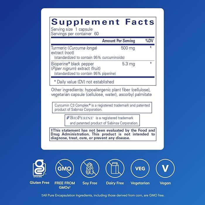 Pure Encapsulations Curcumin 500 with Bioperine - Antioxidant Supplement to Support Joints, Tissue, Liver, Colon & Cellular Health* - with Turmeric Curcumin & Bioperine - 60 Capsules - Image 2