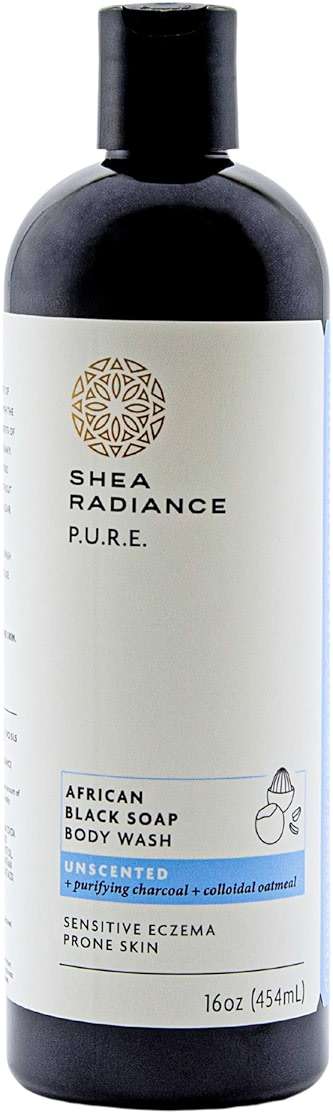 Shea Radiance African Black Soap Body Wash - Dry Skin, Eczema, Rashes, Blemish Cleanser | Unscented (16 oz) - Image 1
