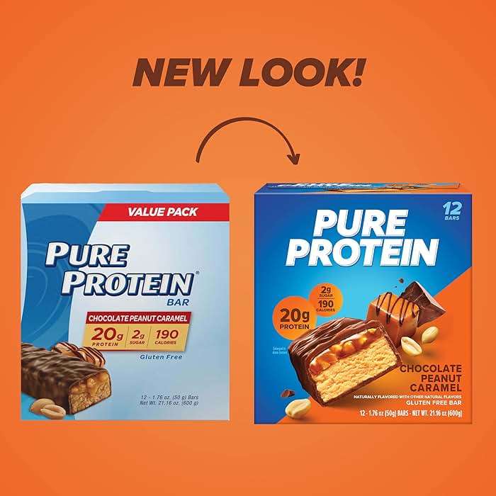 Pure Protein Chocolate Peanut Caramel Protein Bars – 20g Protein, 3g Sugar, 190 Calories (12 count) Low Sugar* High Protein Snack - Gluten Free - Perfect for a Healthy Snack - Image 2