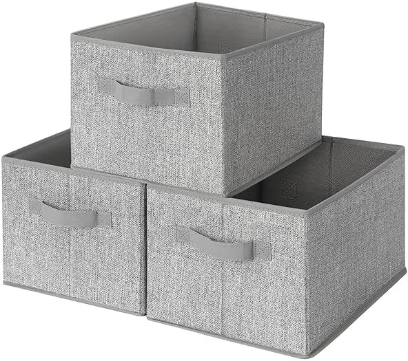 GRANNY SAYS Closet Storage Bins, Storage Baskets for Closet, Fabric Bins for Clothes, Closet Organizer Bins, Gray, Medium, 3-Pack - Product Image