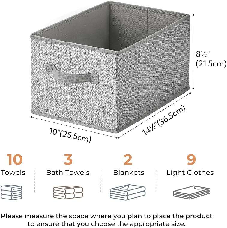 GRANNY SAYS Closet Storage Bins, Storage Baskets for Closet, Fabric Bins for Clothes, Closet Organizer Bins, Gray, Medium, 3-Pack - Image 2