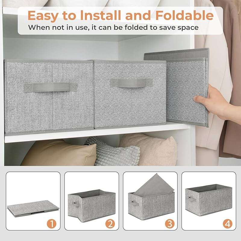 GRANNY SAYS Closet Storage Bins, Storage Baskets for Closet, Fabric Bins for Clothes, Closet Organizer Bins, Gray, Medium, 3-Pack - Image 6