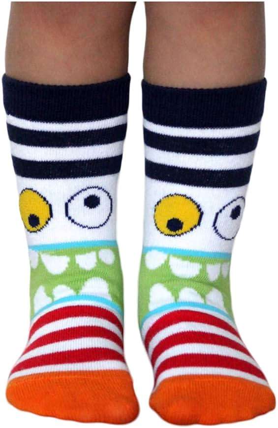 Jefferies Socks Boys' Monster Pattern Crew Socks 6 Pair Pack - Image 2