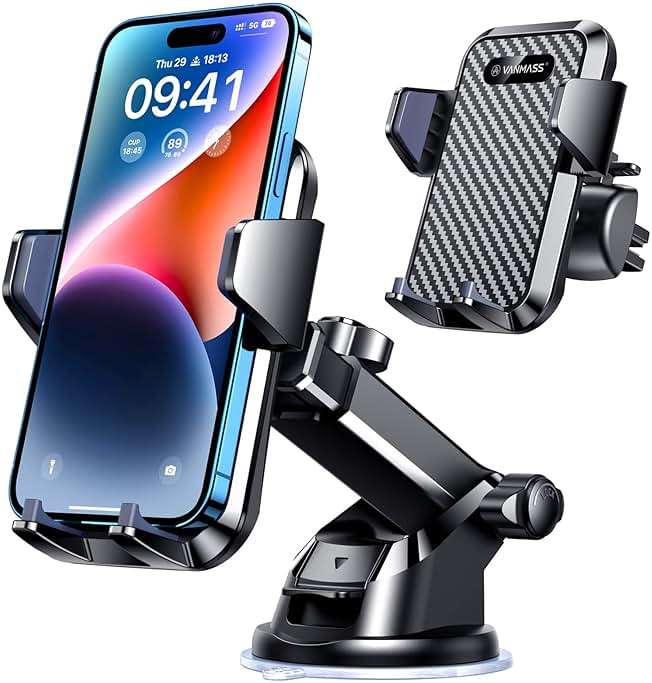 VANMASS【85+LBS Strongest Suction & Military-Grade 2026 Ultimate Car Phone Mount【Patent & Safety Certs】 Cell Phone Holder Truck for Dash Windshield Vent for iPhone 17 Pro Max Automobile Accessory Kits - Image 1