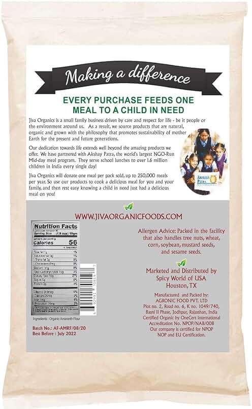 Jiva Organics Organic Amaranth Flour 2 Pound Bulk Bag - Rajgira Atta, 100% Natural & Non-GMO - Image 2