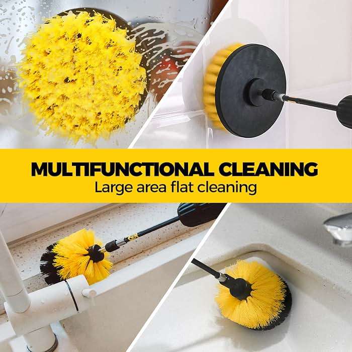 Holikme 6Pack Drill Brush Power Scrubber Cleaning Brush Extended Long Attachment Set All Purpose Drill Scrub Brushes Kit for Grout, Floor, Tub, Bathroom and Kitchen Surface,Scratch Brushes(Yellow) - Image 2