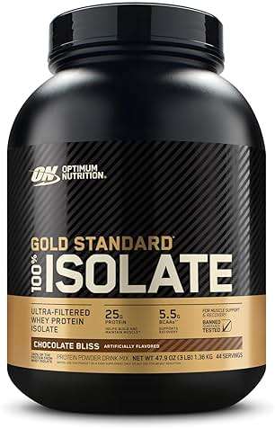 Optimum Nutrition Gold Standard 100% Isolate, Protein Powder, Chocolate Bliss, 3 Pounds, 44 Servings. Whey Protein Isolate (Packaging May Vary) - Image 1