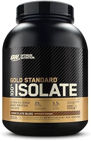 Optimum Nutrition Gold Standard 100% Isolate, Protein Powder, Chocolate Bliss, 3 Pounds, 44 Servings. Whey Protein Isolate (Packaging May Vary) - Product Image
