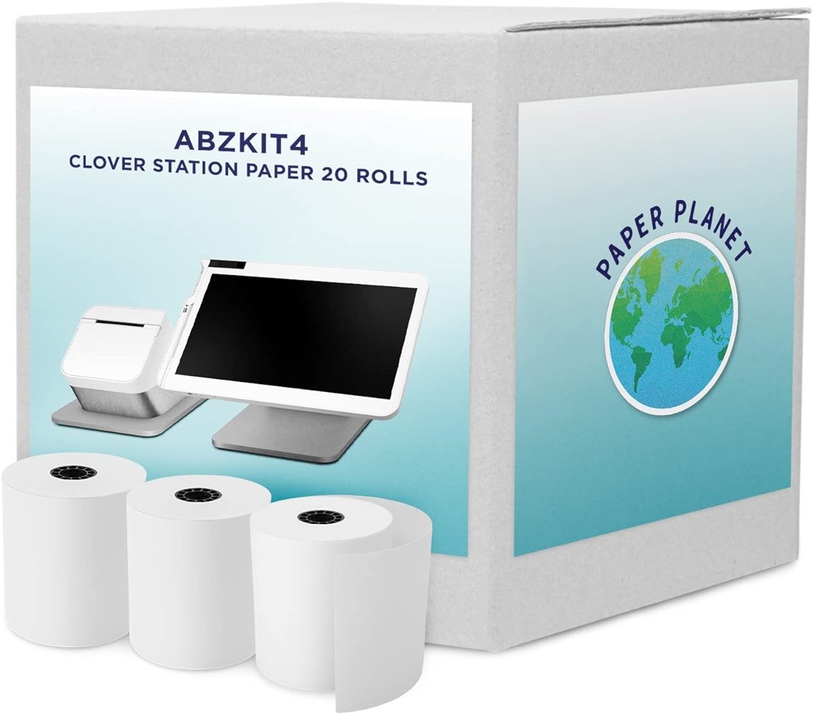 Thermal Paper for Clover POS (Clover Station Thermal Printer) by Paper Planet | Credit Card Receipt Rolls for C500 C501 C503 C100 P100 | 20 Rolls - Product Image